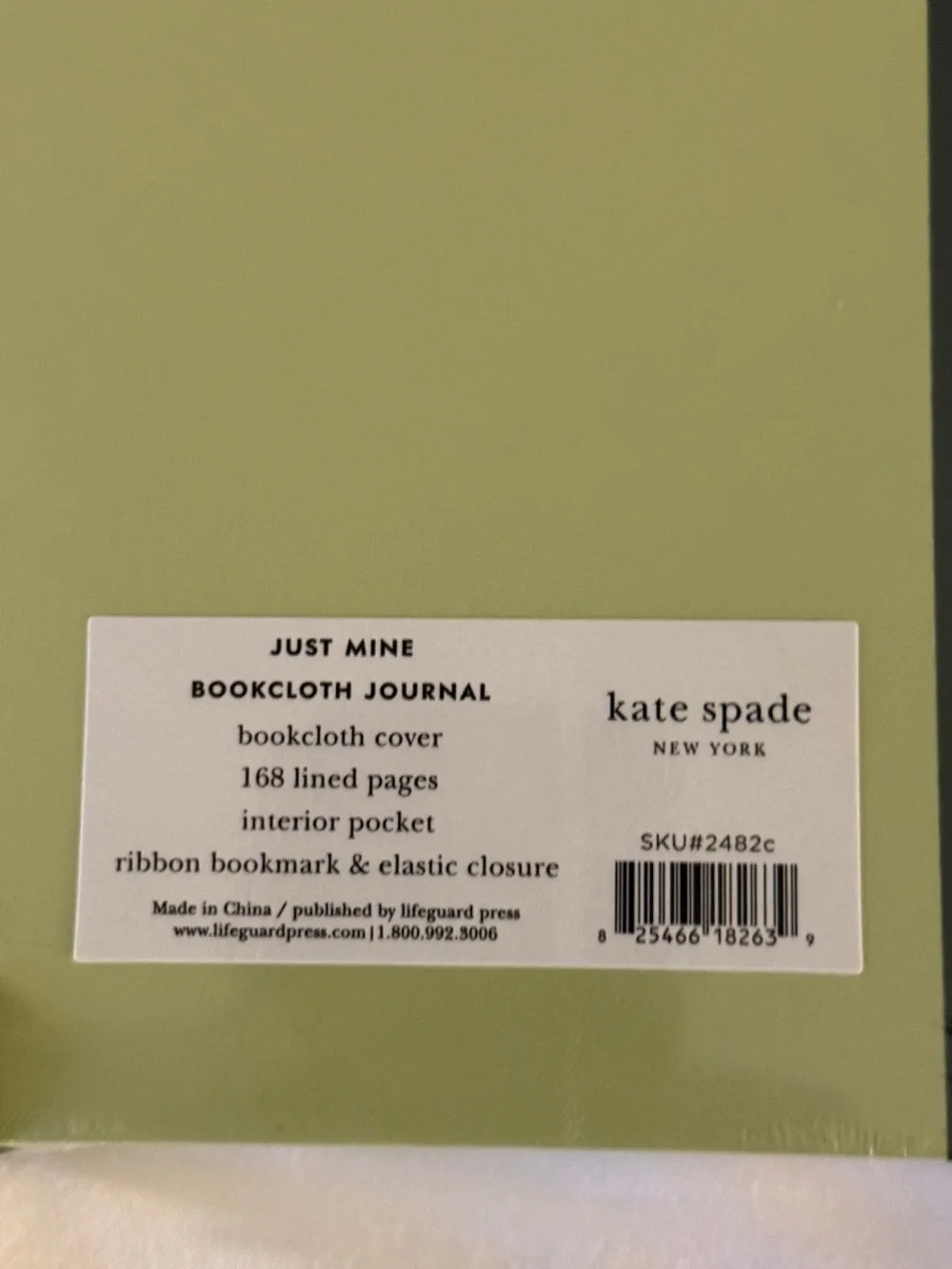 kate spade Olive Green Journal with Green Initial C